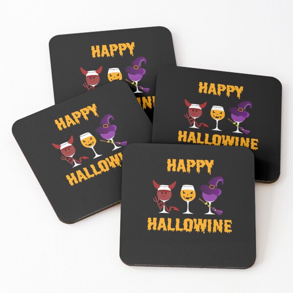 Item preview, Happy Hallowine Halloween Hallo Wine Devil Pumpkin Witch designed and sold by theshirtinator.