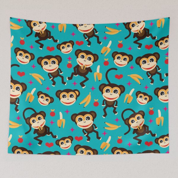 Item preview, Monkeys Go Bananas - Teal designed and sold by Rainbows Galore.