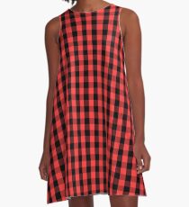 Große schwarze gespendete Niere Pink Gingham Check A-Linien Kleid