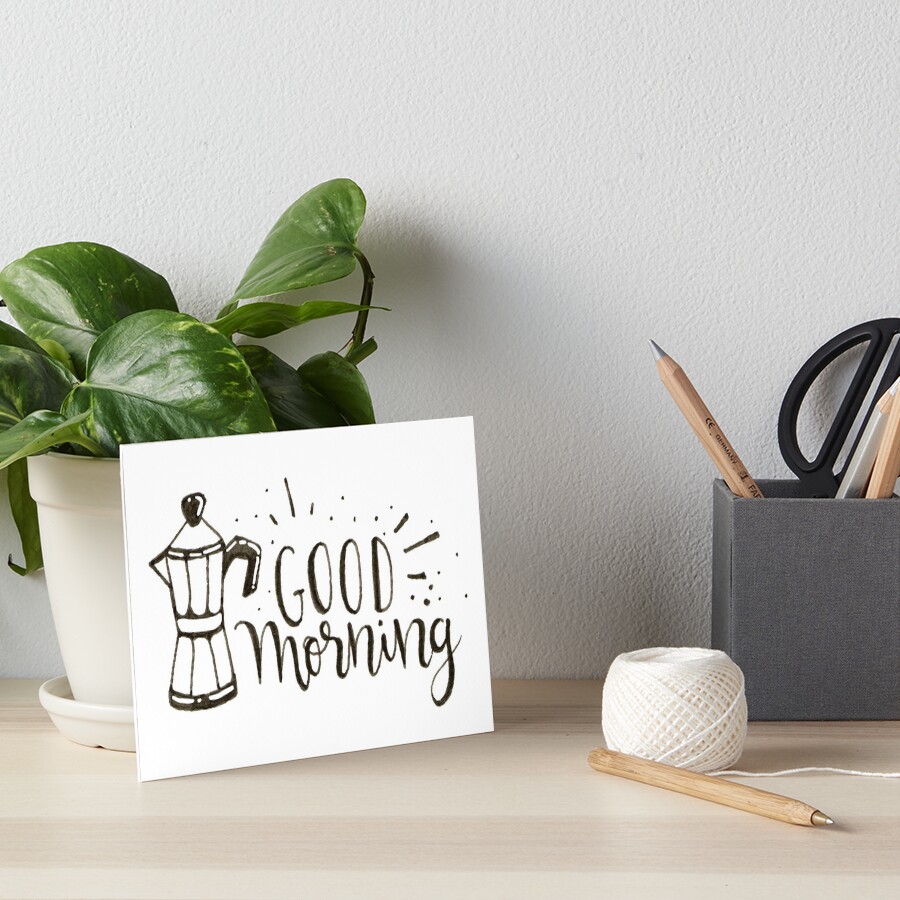 Good Morning - Coffee Illustration Art Board Print