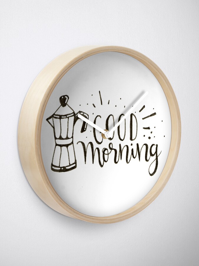 Alternate view of Good Morning - Coffee Illustration Clock
