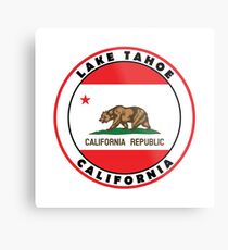LAKE TAHOE CALIFORNIA REPUBLIC SKIING SKI LAKE BOAT BOATING BEAR SNOWBOARD Metal Print