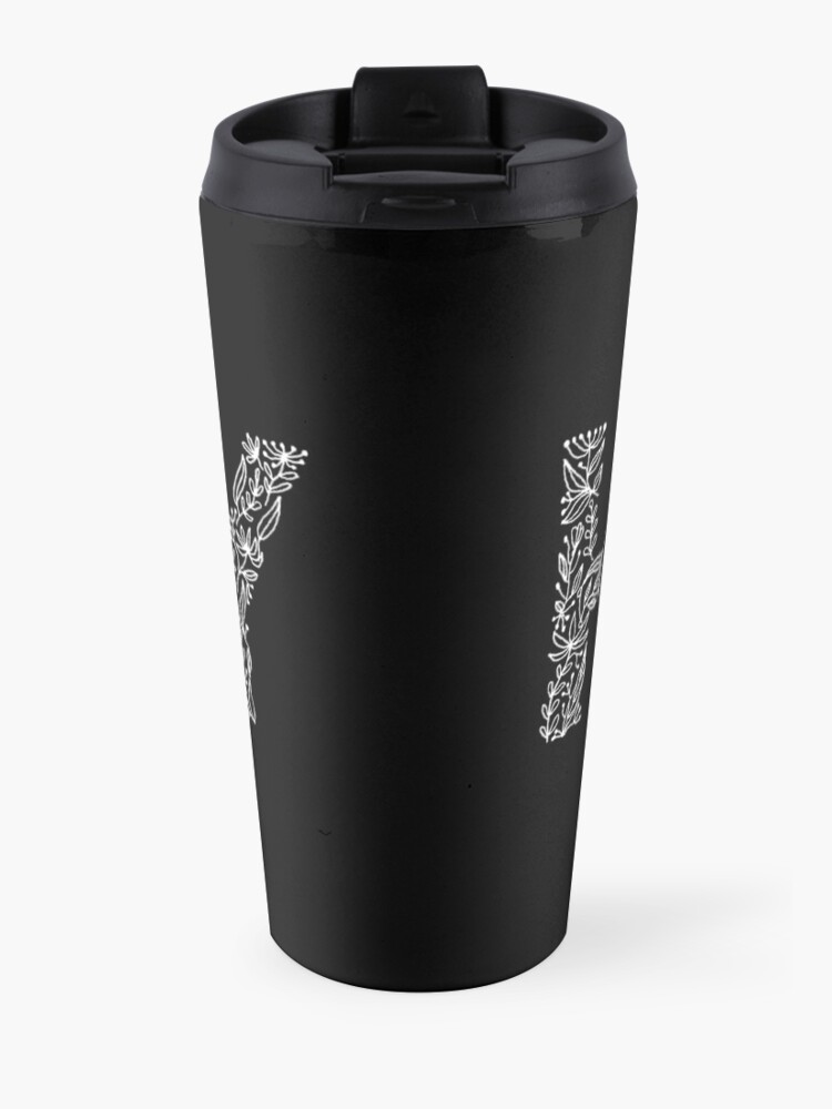Alternate view of Black Floral Pattern - Hey Travel Mug