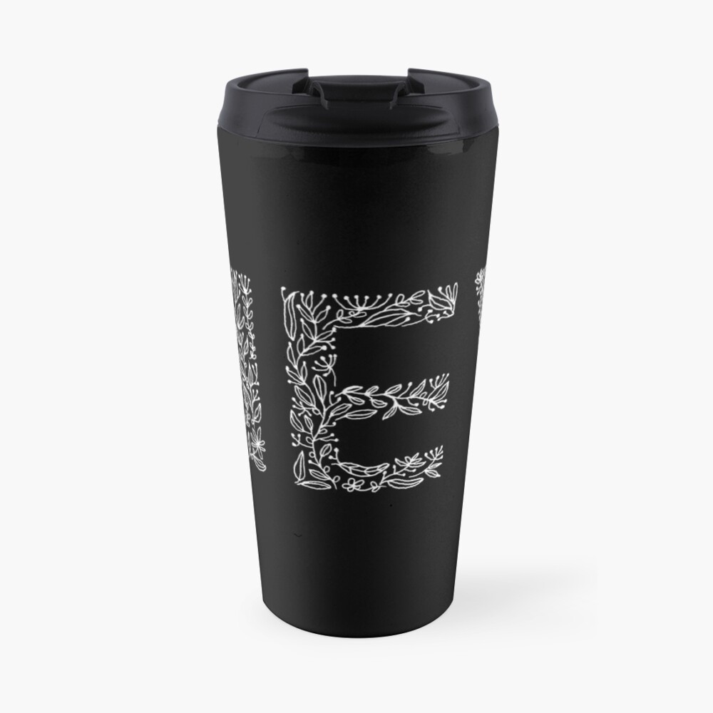 Black Floral Pattern - Hey Travel Mug