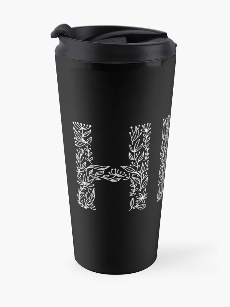 Alternate view of Black Floral Pattern - Hey Travel Mug