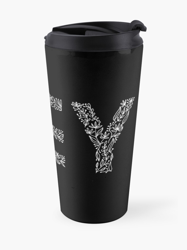 Alternate view of Black Floral Pattern - Hey Travel Mug