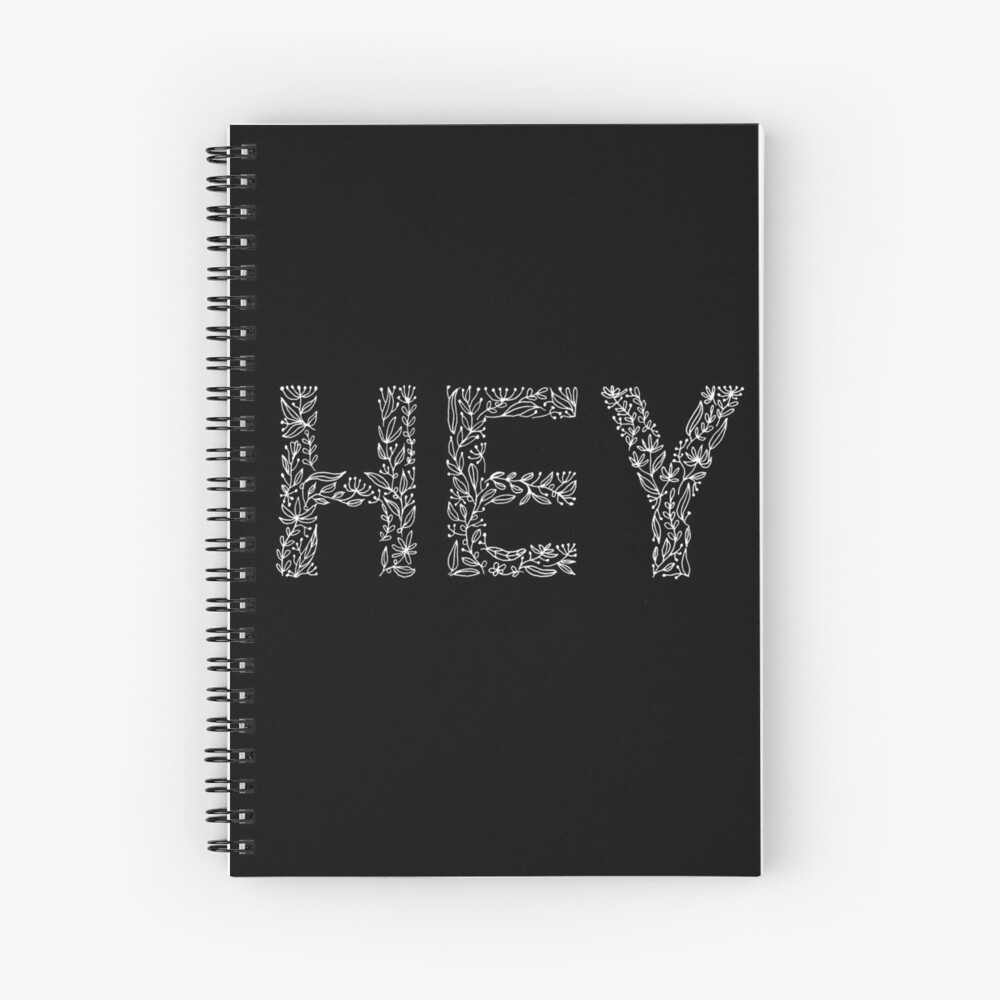 Black Floral Pattern - Hey Spiral Notebook