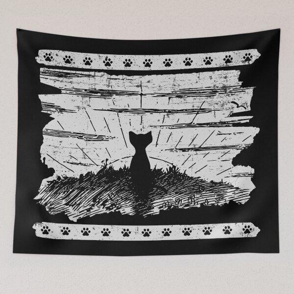 Item preview, Cat Watching Sunset - Vintage Cat Illustration Gift For Cat Fan designed and sold by Myth-Creatures.