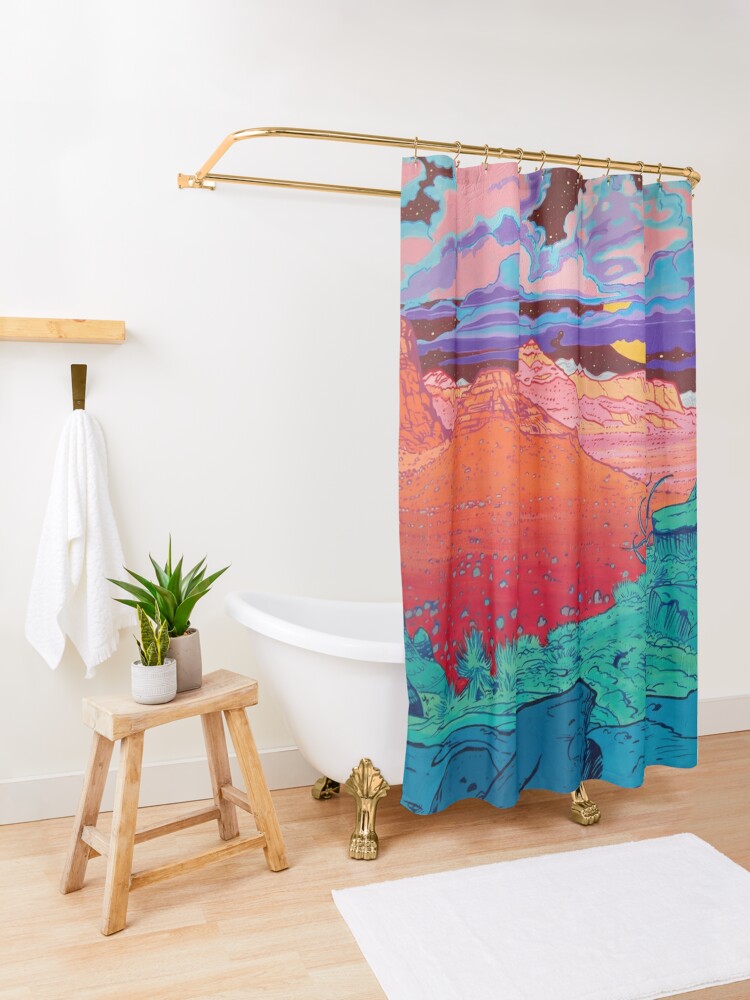 Alternate view of Pink Clouds  Shower Curtain
