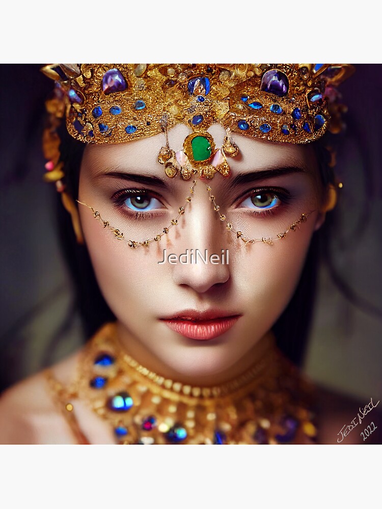 "Schöne exotische Frau, geschmückt mit Gold und Edelsteinen" Sticker ... "Schöne exotische Frau, geschmückt mit Gold und Edelsteinen" Sticker ...