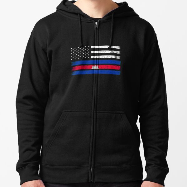 Cambodian American Flag - USA Cambodia Shirt Zipped Hoodie