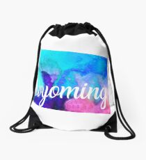 Wyoming - Water Color Drawstring Bag