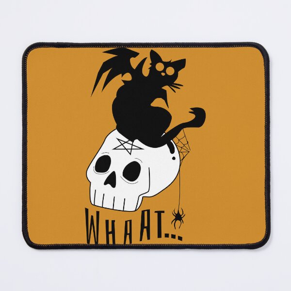 Item preview, halloween black cat in top of a skull , funny halloween black cat illustration designed and sold by Vivid-wear.