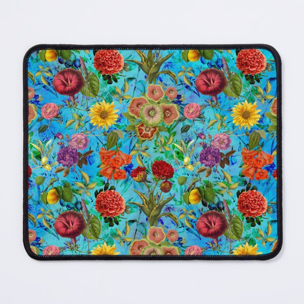 Item preview, Vintage flowers and roses exotic summer garden, botanical pattern, floral illustration, blue turquoise vintage floral designed and sold by ZeinabTaha.