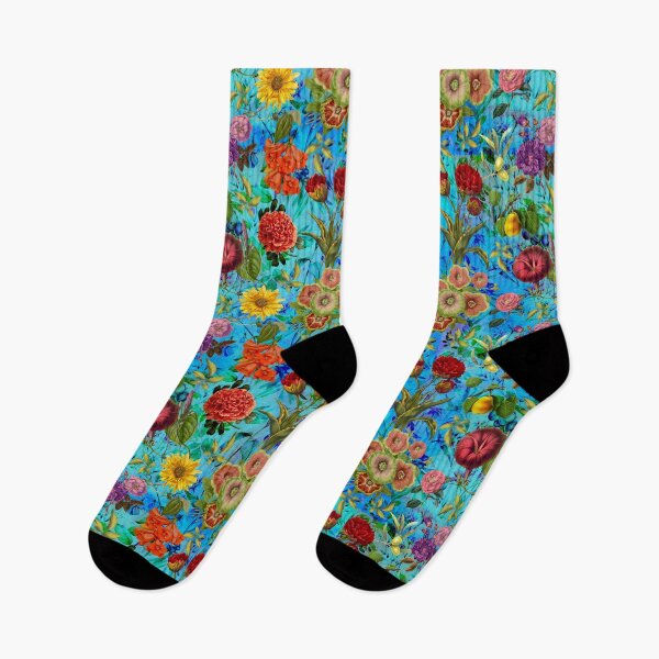 Item preview, Vintage flowers and roses exotic summer garden, botanical pattern, floral illustration, blue turquoise vintage floral designed and sold by ZeinabTaha.