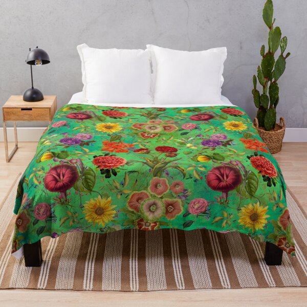 Item preview, Vintage flowers and roses exotic summer garden, botanical pattern, floral illustration, green vintage floral designed and sold by ZeinabTaha.