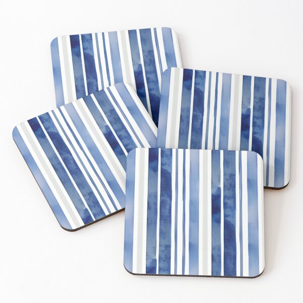 Item preview, Vertical blue watercolor stripes designed and sold by patterncrow.