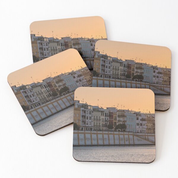 Item preview, Seville colorful riverside houses at sunset, Spain designed and sold by WorldScenery.