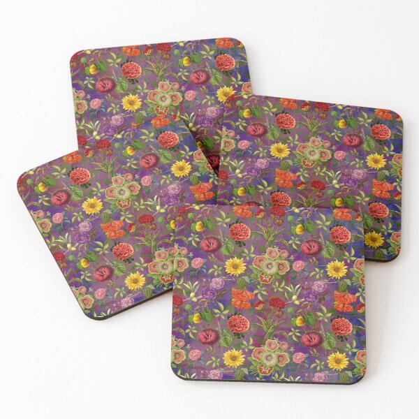 Item preview, Vintage flowers and roses exotic summer garden, botanical pattern, floral illustration, purple blue vintage floral designed and sold by ZeinabTaha.