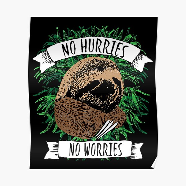 No Hurries No Worries Sloth Poster