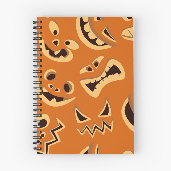 Item preview, Caras de calabaza de Halloween sobre fondo naranja designed and sold by ReflectedCrafts.