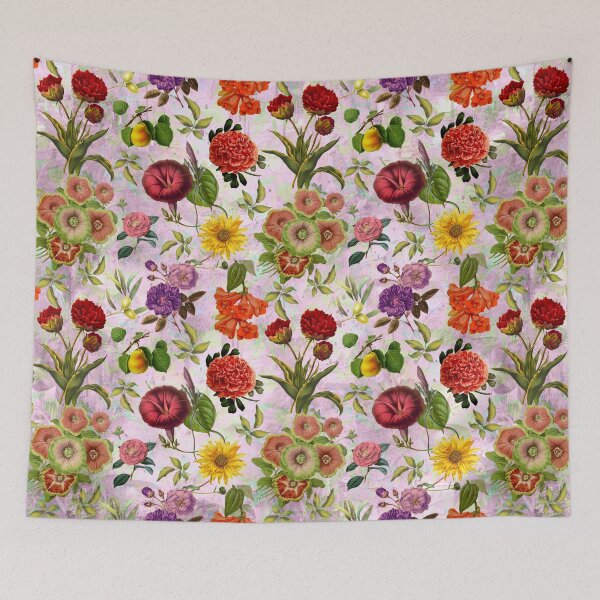 Item preview, Vintage flowers and roses exotic summer garden, botanical pattern, floral illustration, pink vintage floral designed and sold by ZeinabTaha.