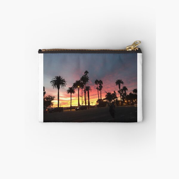 Item preview, Sunset dawn red skies & tall palm trees in Santa Monica California USA designed and sold by aidaslocalloves.