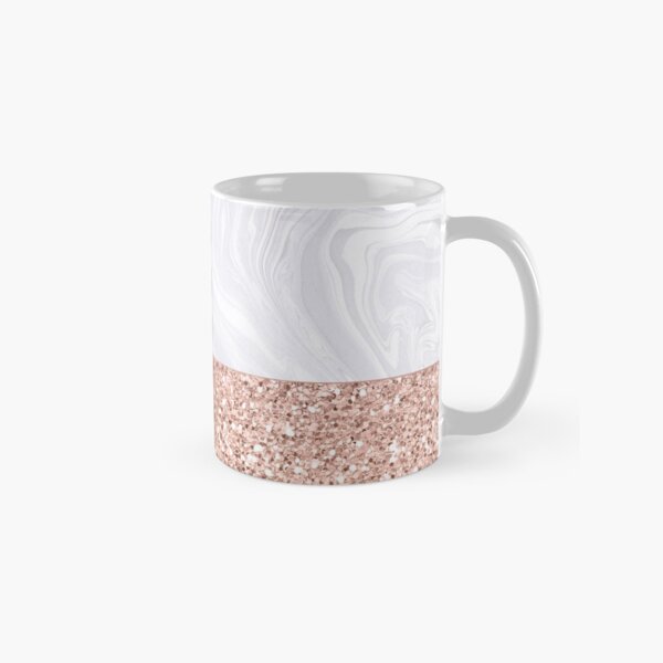 Modern White Marble with Rose Gold Glitter Texture Classic Mug
