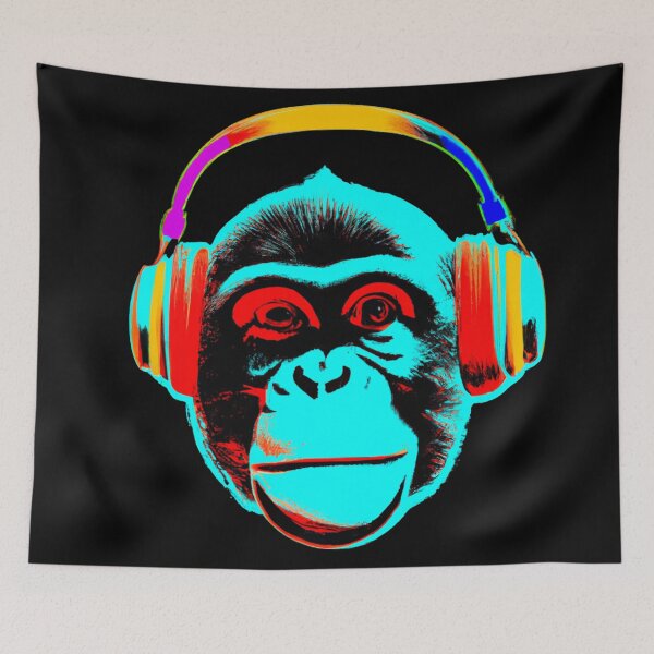 Item preview, Monkey With Headphones Pop Style Design designed and sold by dogmanstar.