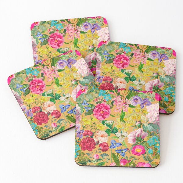 Artikelvorschau, Elegante Vintage Blumen lila Blumen und Rosen, botanisches Muster, Vintage Blumenillustration, orange Blumen Design entworfen und verkauft von ZeinabTaha.