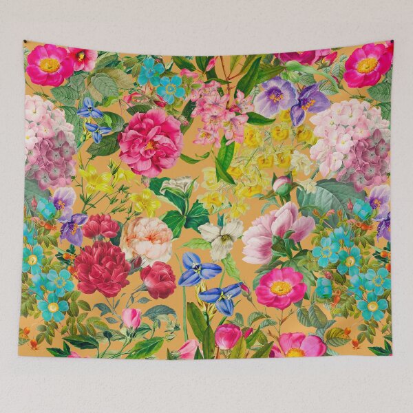 Artikelvorschau, Elegante Vintage Blumen lila Blumen und Rosen, botanisches Muster, Vintage Blumenillustration, orange Blumen Design entworfen und verkauft von ZeinabTaha.