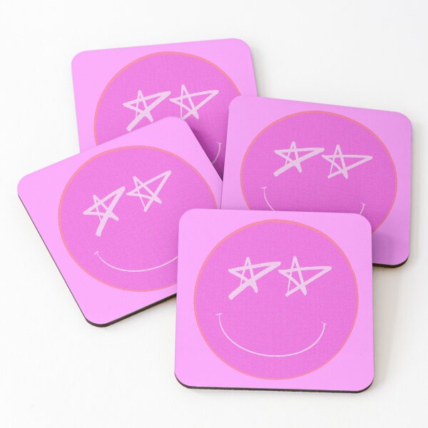 Item preview, Neon Pink Smile Smiley Face with Drawing Star Eyes Design designed and sold by theprintedclub.