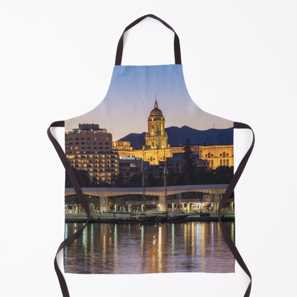 Item preview, Malaga Cathedral along the waterfront at dusk designed and sold by WorldScenery.