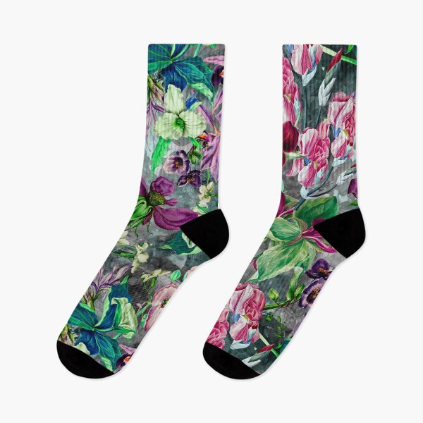 Item preview, Exotic dreamy floral heaven, botanical illustration, flowers pattern, grey floral designed and sold by ZeinabTaha.