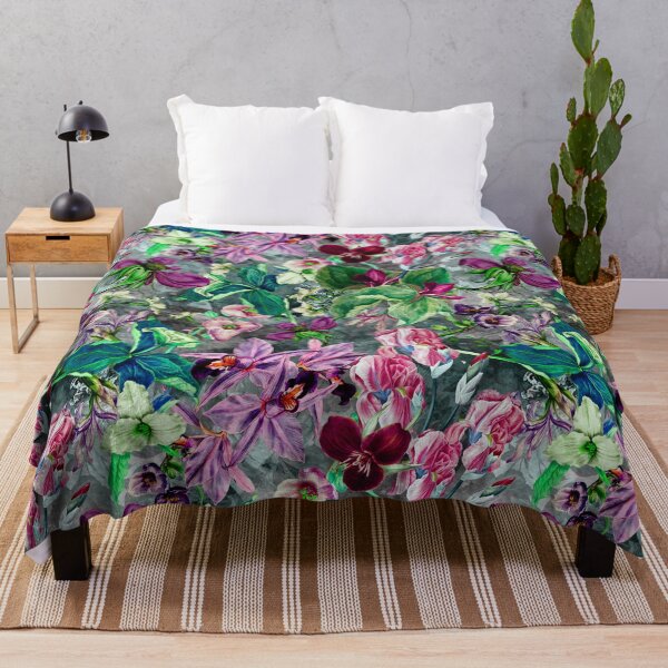 Item preview, Exotic dreamy floral heaven, botanical illustration, flowers pattern, grey floral designed and sold by ZeinabTaha.