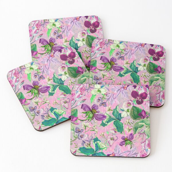 Item preview, Exotic dreamy floral heaven, botanical illustration, flowers pattern, pink floral designed and sold by ZeinabTaha.