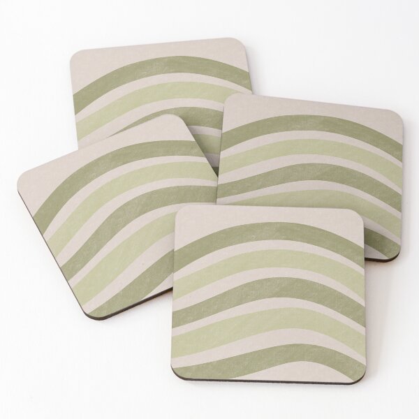 Item preview, Textured Wavy Lines Curvy Stripes Pattern Boho Style Cute Aesthetic Green & Beige designed and sold by scorpiolane.