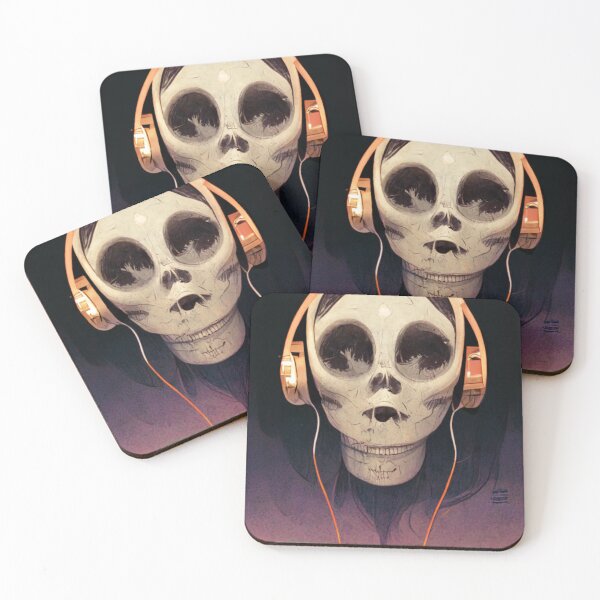 Item preview, Spooky skull listening to music designed and sold by Mirochan80.