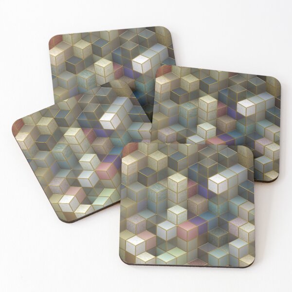 Item preview, Stacked Cubes - Wood Aesthetic with Gold Enhancement designed and sold by GWTF-Designs.