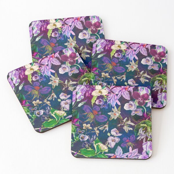 Item preview, Exotic dreamy floral heaven, botanical illustration, flowers pattern, dark blue floral designed and sold by ZeinabTaha.