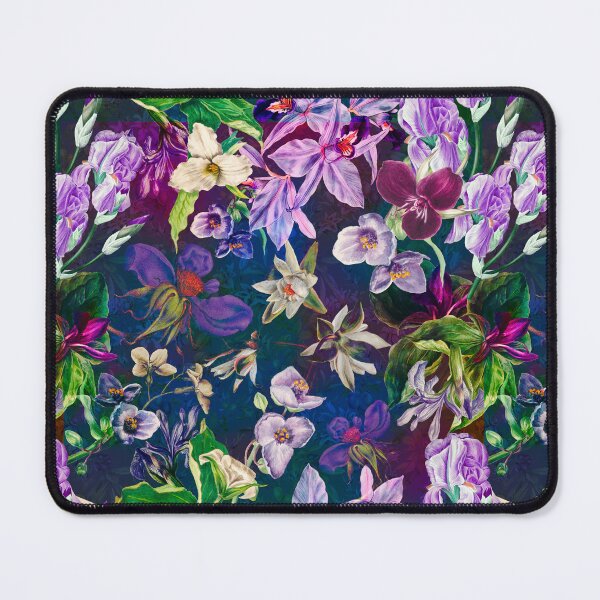 Item preview, Exotic dreamy floral heaven, botanical illustration, flowers pattern, dark blue floral designed and sold by ZeinabTaha.