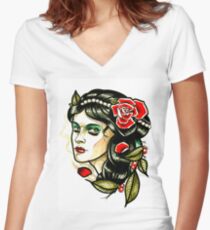 girl Women's Fitted V-Neck T-Shirt