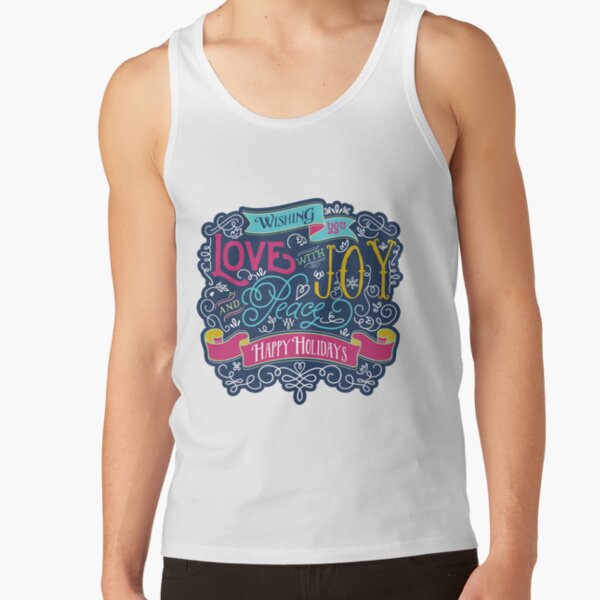 Christmas Typography Love Joy Peace Happy Holidays Banner Tank Top