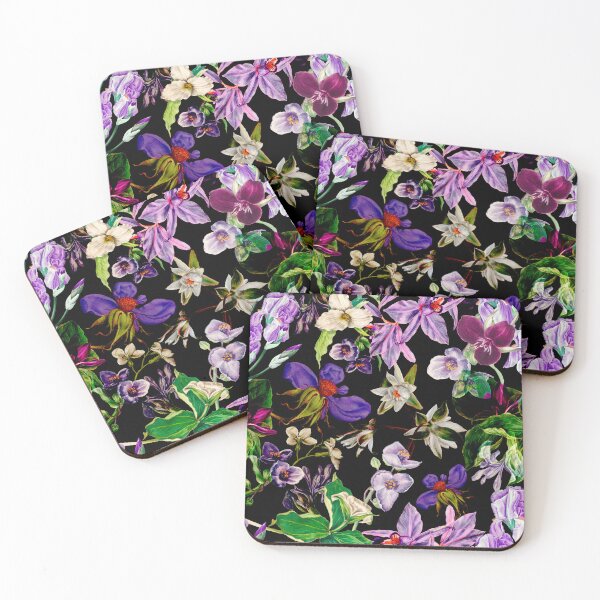 Item preview, Exotic dreamy floral heaven, botanical illustration, flowers pattern, black floral designed and sold by ZeinabTaha.