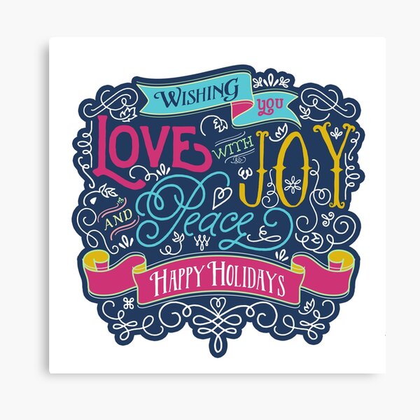 Christmas Typography Love Joy Peace Happy Holidays Banner Canvas Print