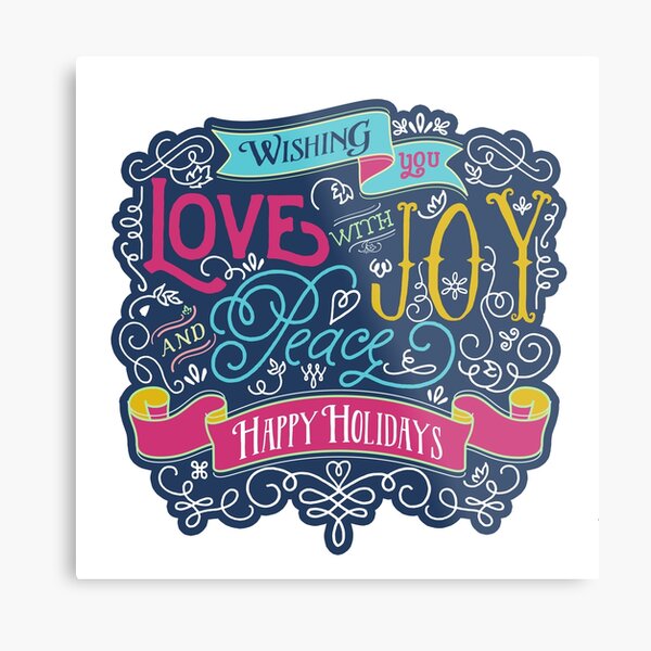 Christmas Typography Love Joy Peace Happy Holidays Banner Metal Print