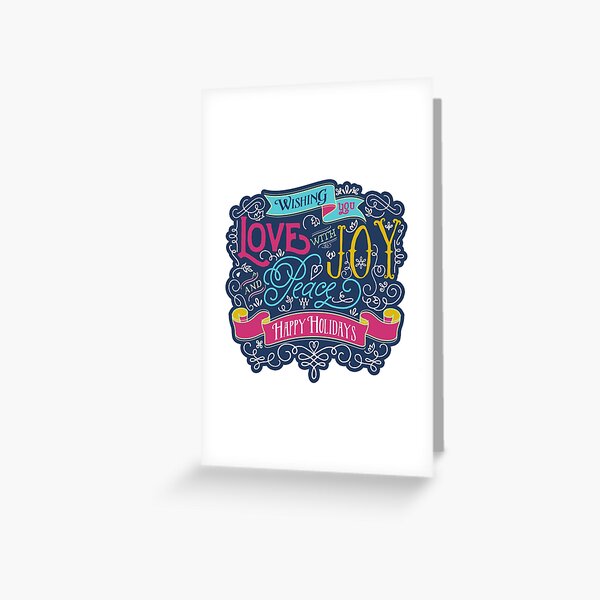 Christmas Typography Love Joy Peace Happy Holidays Banner Greeting Card