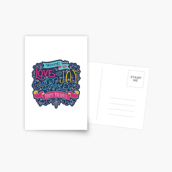 Christmas Typography Love Joy Peace Happy Holidays Banner Postcard