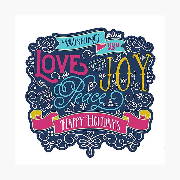 Christmas Typography Love Joy Peace Happy Holidays Banner Photographic Print