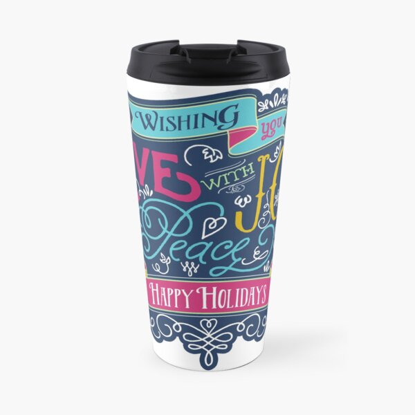 Christmas Typography Love Joy Peace Happy Holidays Banner Travel Mug